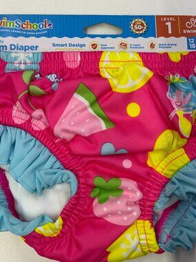 SwimSchool Reusable Swim Diaper Pink Mermaid 12M+ 18-22 lbs